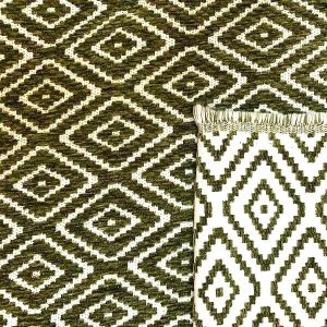 Chenilla Geométrica Verde Reversible