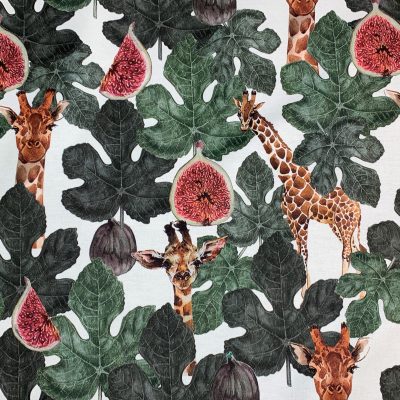 tela jirafas, hojas e higos