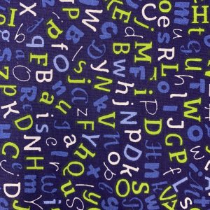 Tela Algodón Letras Azul