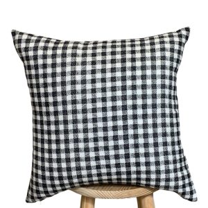 Cojín Lino Cuadro Vichy Negro