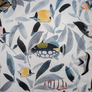 TELA PECES BALLESTA EN AZUL