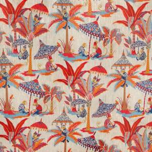 Tela Lino Monkey Cirque Rojo