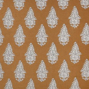 Gobelino con fondo color mostaza con dibujo cashmere en blanco y negro