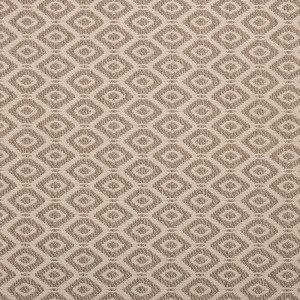 Tela tapicería geométrica con pequeños rombos camel sobre fondo beige.