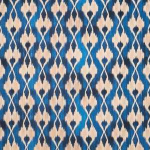 Loneta estampada en tonos azules con bonitos dibujos geométricos con un toque étnico en color crudo.