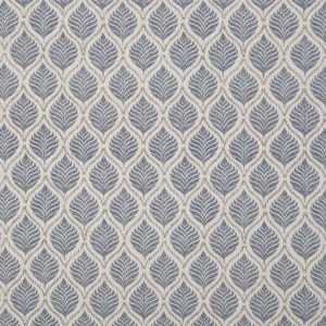 Tela Lino Hoja Block Print Azul