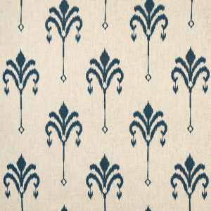 Tela Lino Palmeta Azul Marin